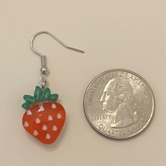 Strawberry Earring, Fruit Earring, Funny Food Earring, Berry Earring, Gift … - Picture 3 of 4